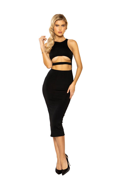 Buy Underboob Cutout Bodycon Mini Dress from RomaRetailShop for 37.99 with Same Day Shipping Designed by Roma Costume 3932-Blk-S