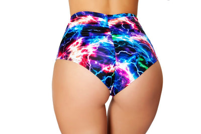 Buy Printed High-Waisted Puckered Shorts - Electric from RomaRetailShop for 20.00 with Same Day Shipping Designed by Roma Costume 3319-EL-S/M