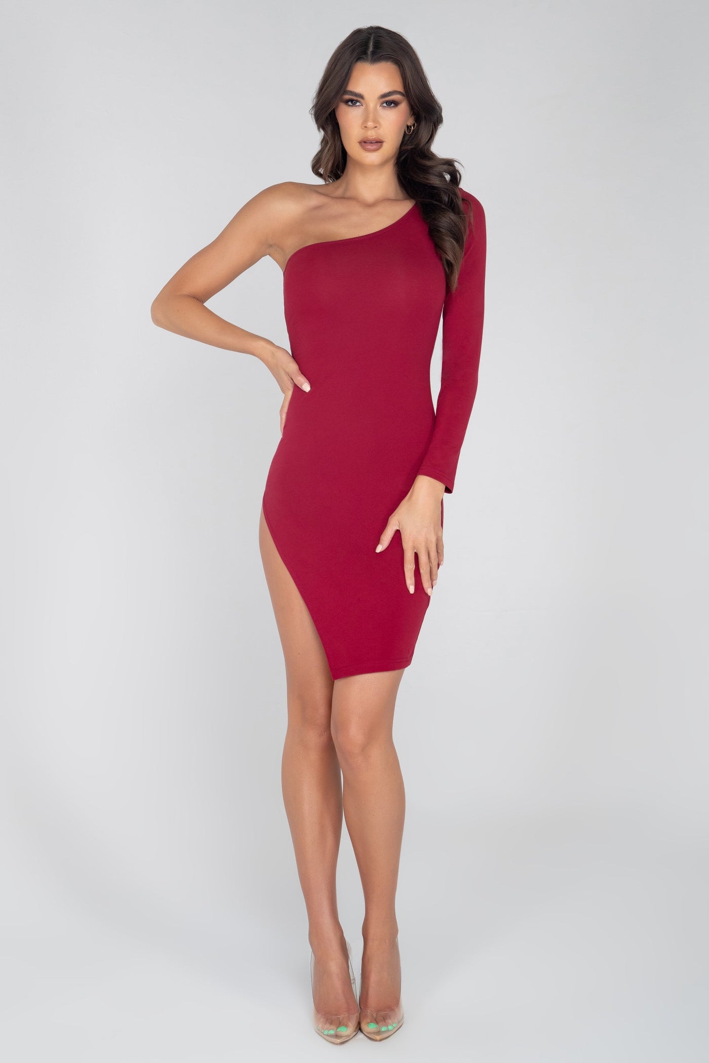 Single Shoulder Split Bodycon Dress