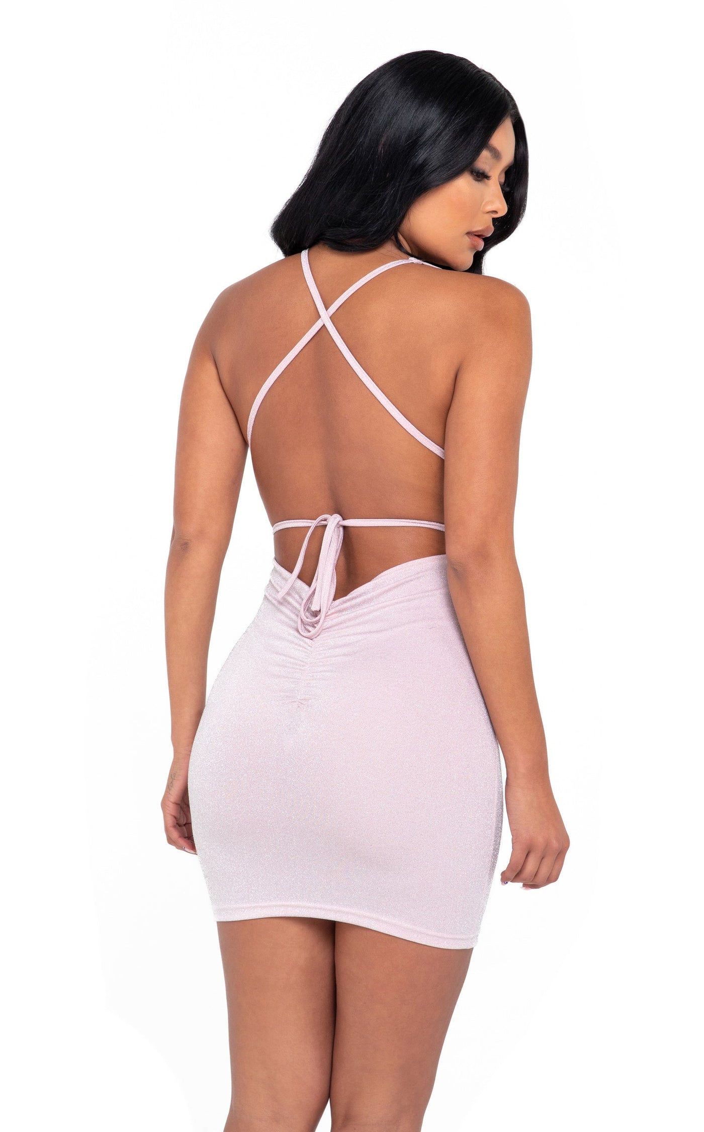 Glitter Cocktail Dress with Criss-Cross Strap
