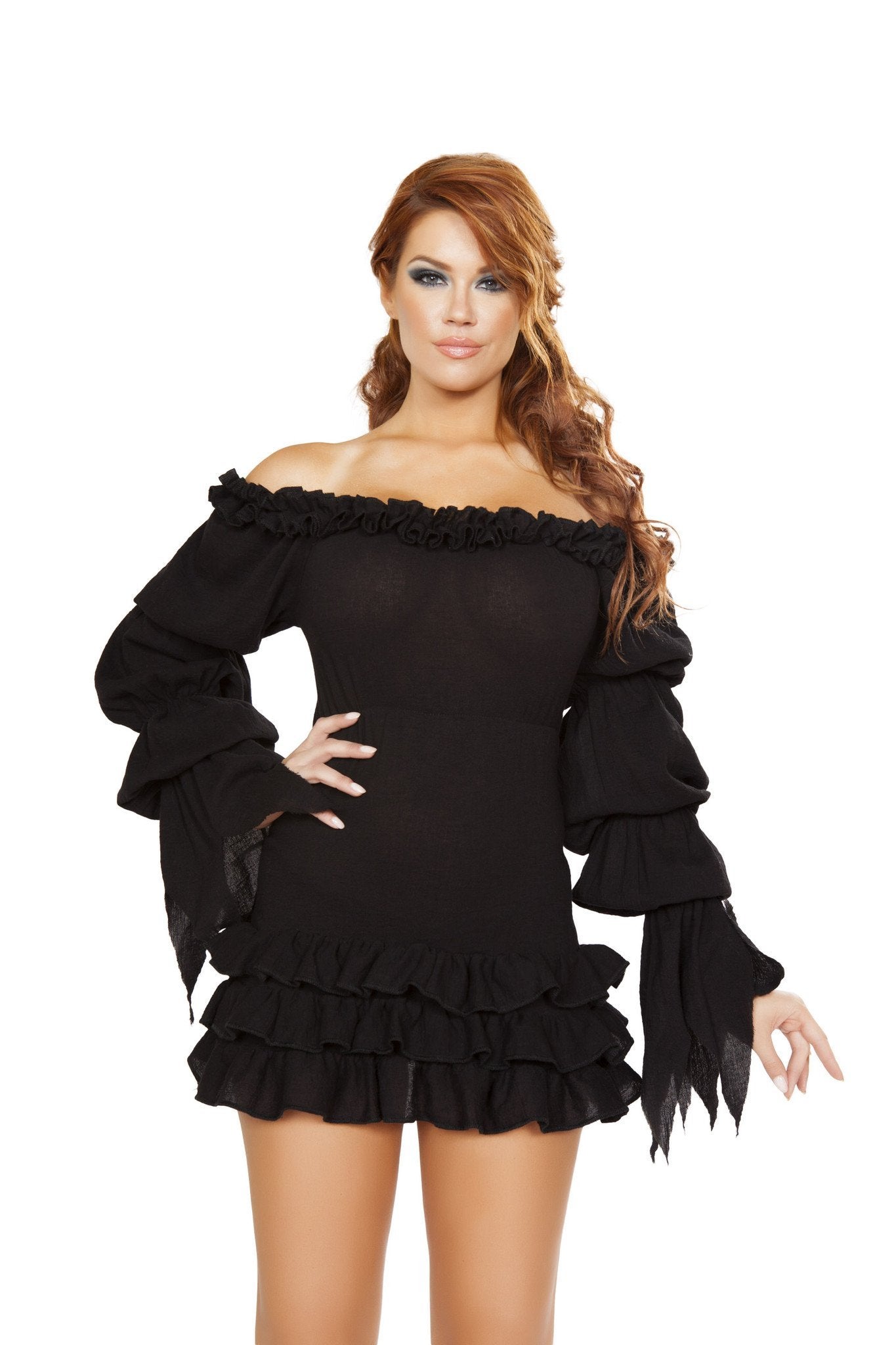 Buy Ruffled Pirate Dress with Sleeves from RomaRetailShop for 22.50 with Same Day Shipping Designed by Roma Costume 4770-Blk-S