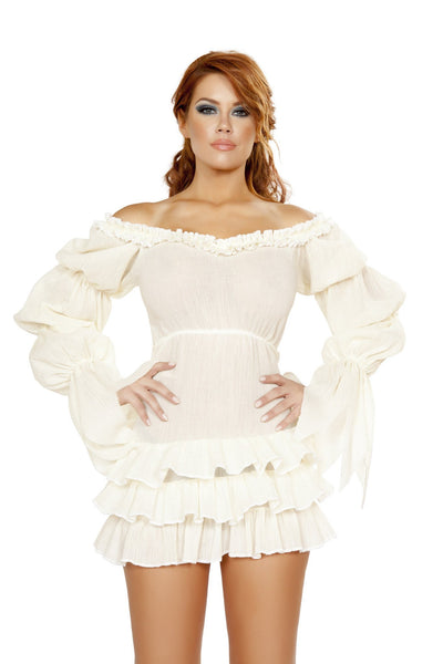 Buy Ruffled Pirate Dress with Sleeves from RomaRetailShop for 22.50 with Same Day Shipping Designed by Roma Costume 4770-Wht-S