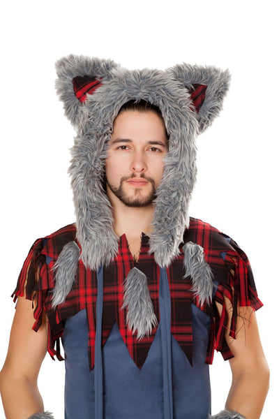 Buy Wolf Hoodie from RomaRetailShop for 22.50 with Same Day Shipping Designed by Roma Costume 4804-Grey/Red-O/S