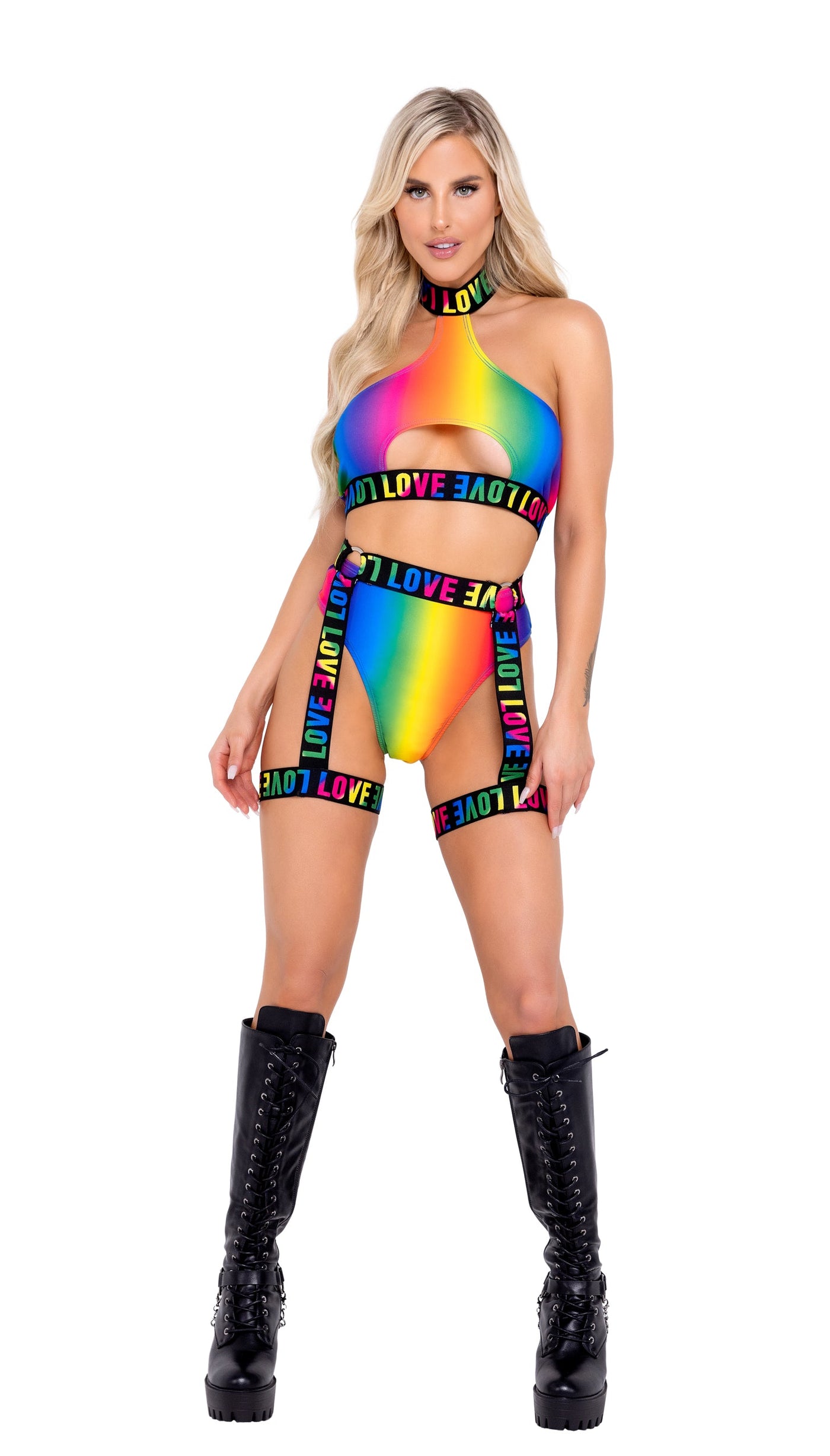 Rainbow High-Waisted Shorts