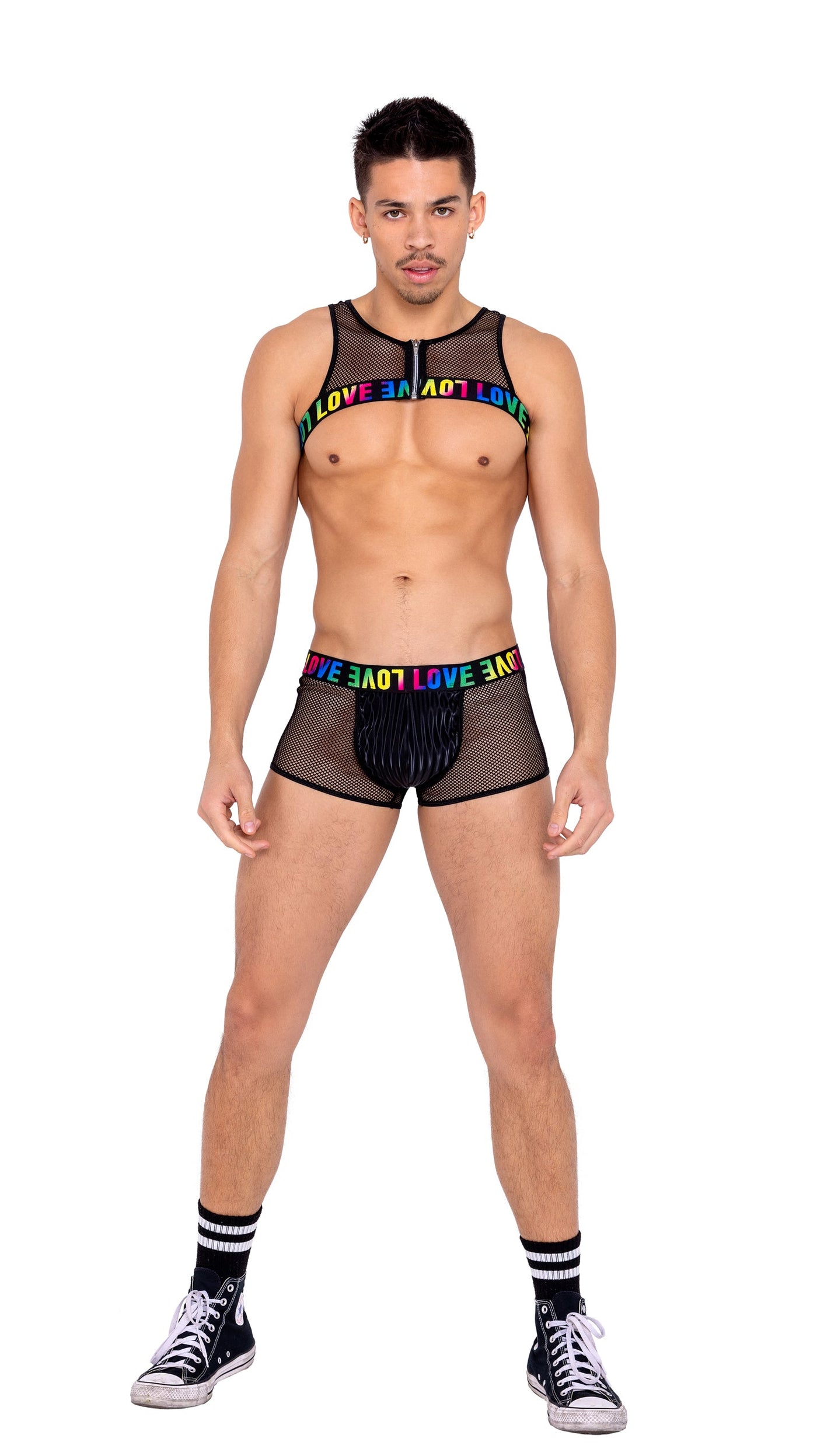 Mens Pride Fishnet Harness