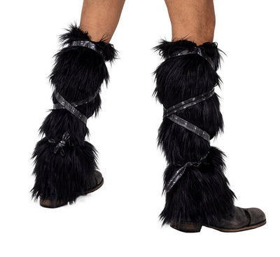 Pair of Black Faux Fur Leg Warmers