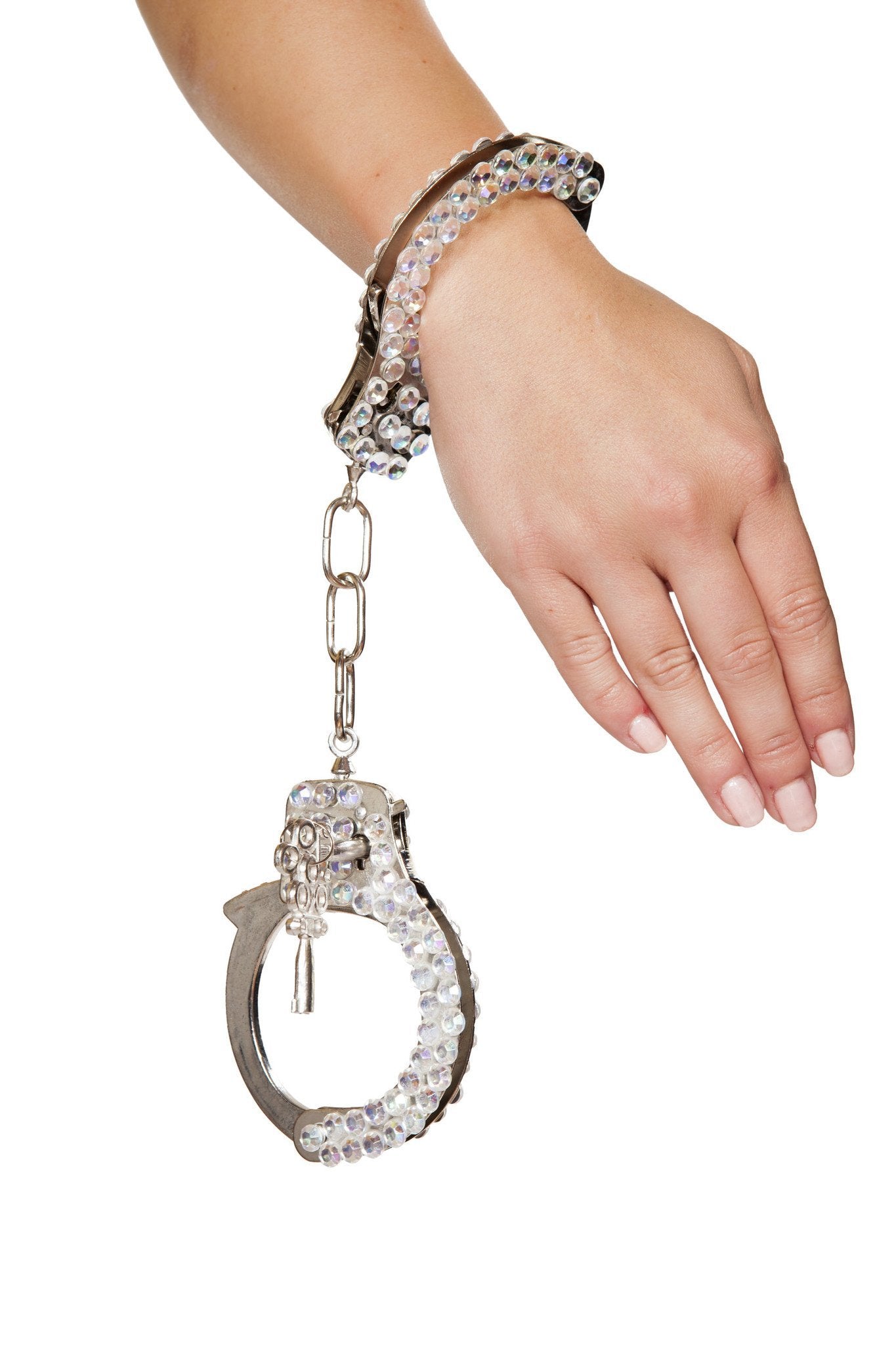 Buy Silver Handcuffs with Rhinestones from RomaRetailShop for 14.50 with Same Day Shipping Designed by Roma Costume CU102-AS-O/S