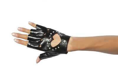 Buy Pair of Gloves with Rhinestone Detail from RomaRetailShop for 5.95 with Same Day Shipping Designed by Roma Costume GL101-Blk-O/S