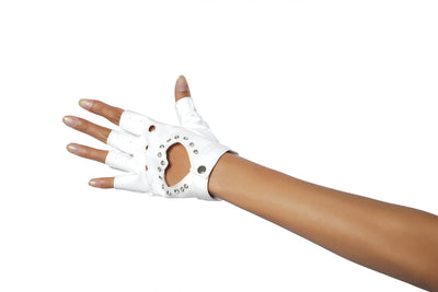 Buy Pair of Gloves with Rhinestone Detail from RomaRetailShop for 5.95 with Same Day Shipping Designed by Roma Costume GL101-Wht-O/S