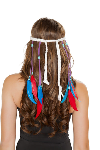 Buy White Indian Headband from RomaRetailShop for 4.99 with Same Day Shipping Designed by Roma Costume H4724-Wht-O/S