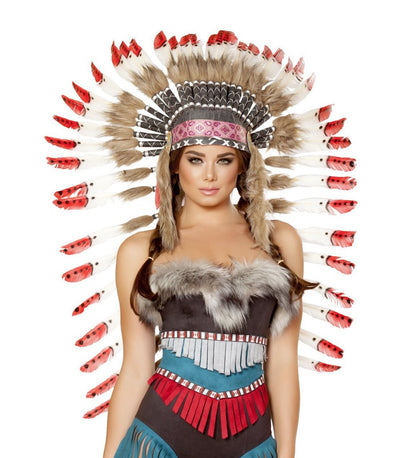 Buy Indian Headdress with Red Tips from RomaRetailShop for 39.99 with Same Day Shipping Designed by Roma Costume H4727-AS-O/S