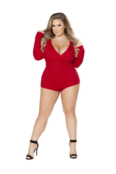 Buy Cozy and Comfy Sweater Pajama Romper from RomaRetailShop for 23.99 with Same Day Shipping Designed by Roma Costume LI211-Burg-XL/XXL