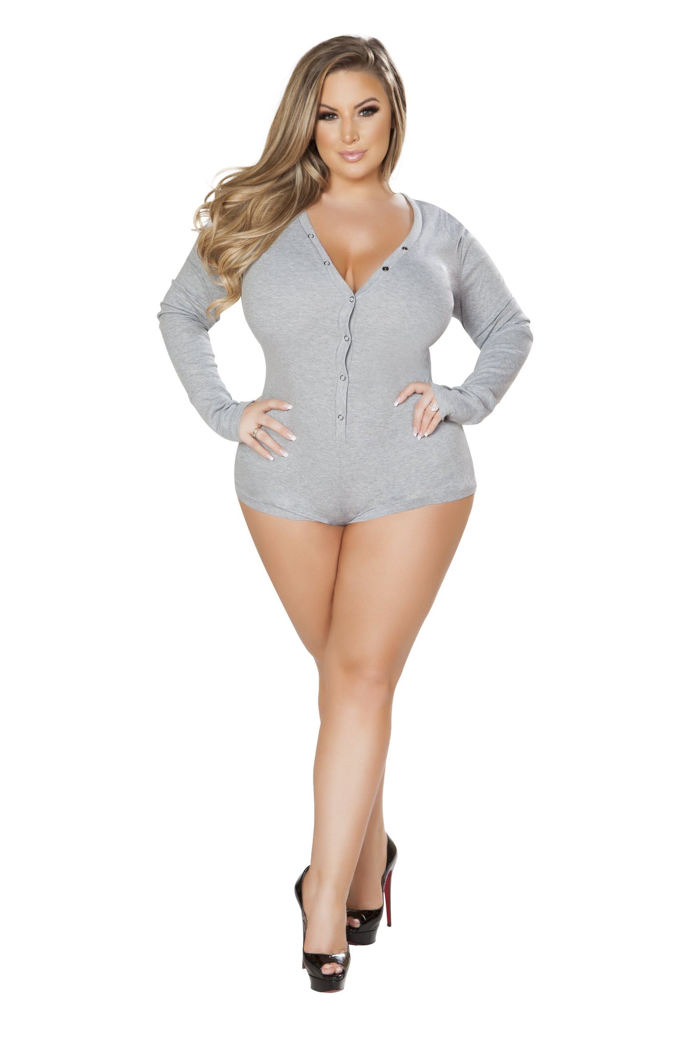Buy Cozy and Comfy Sweater Pajama Romper from RomaRetailShop for 23.99 with Same Day Shipping Designed by Roma Costume LI211-Grey-XL/XXL