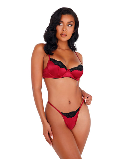 2pc Lace & Satin Underwire Bra Set