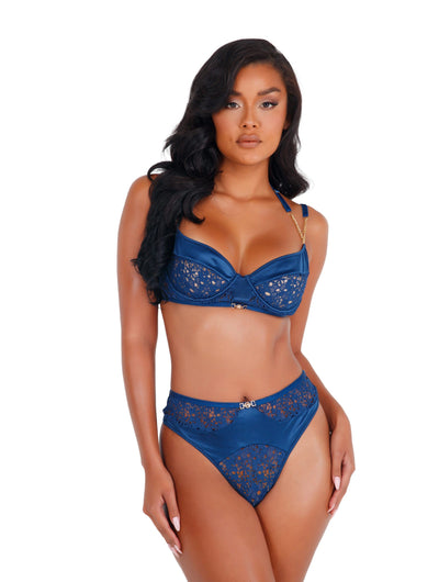 2pc Satin & Lace Bralette Set