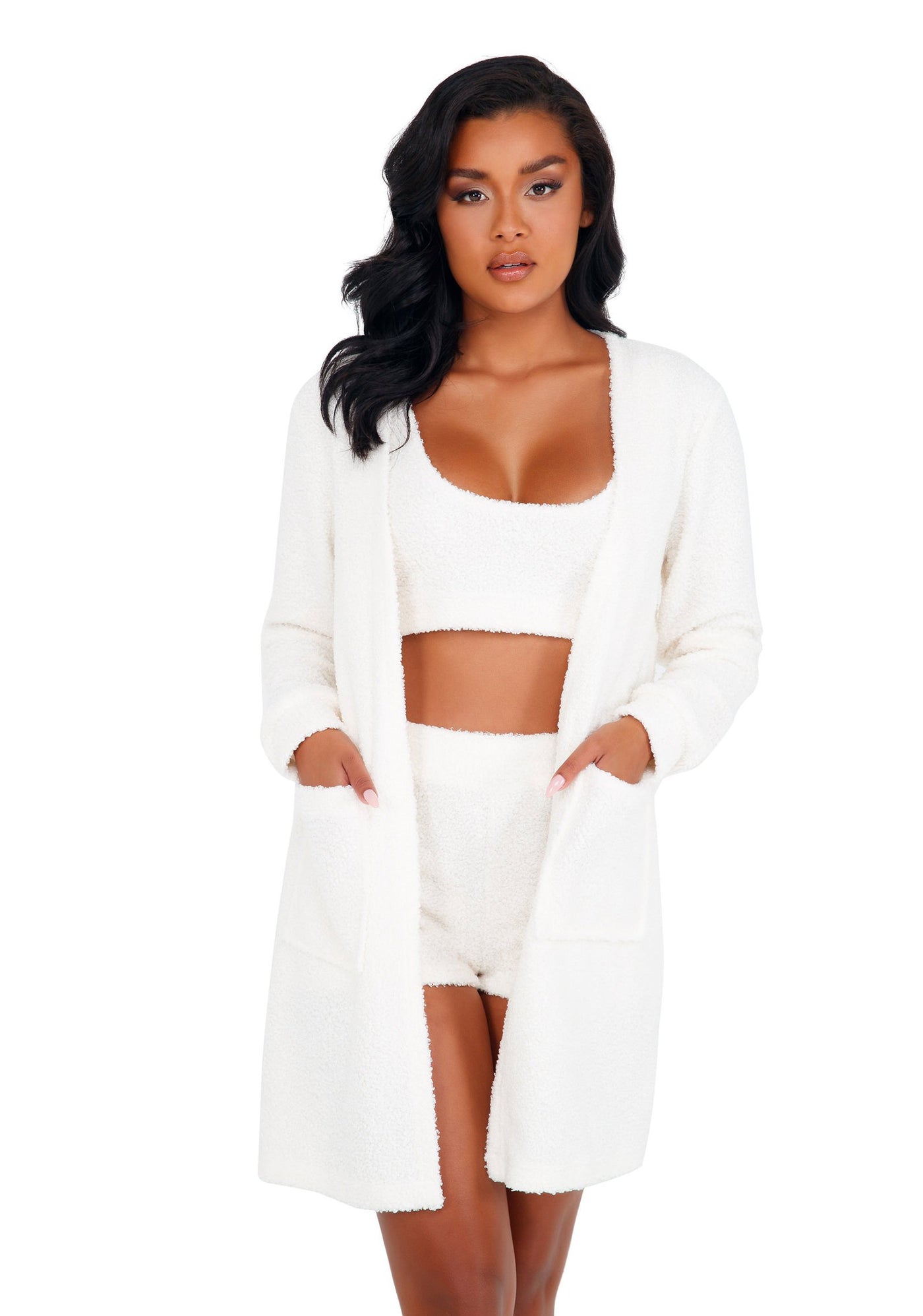 1pc Cozy & Comfy Fuzzy Robe with Pockets