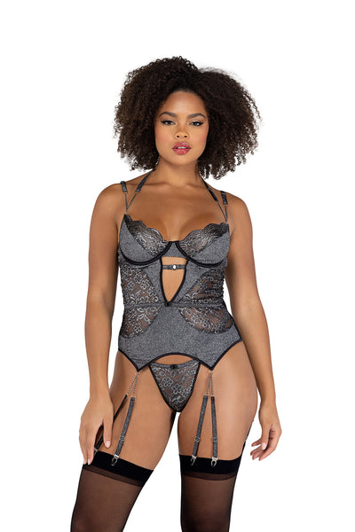 2pc Sparkle Chained Bustier Set