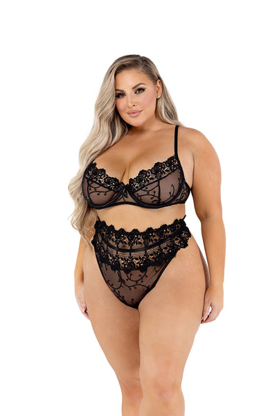 2pc Floral High-Waisted Bra Set