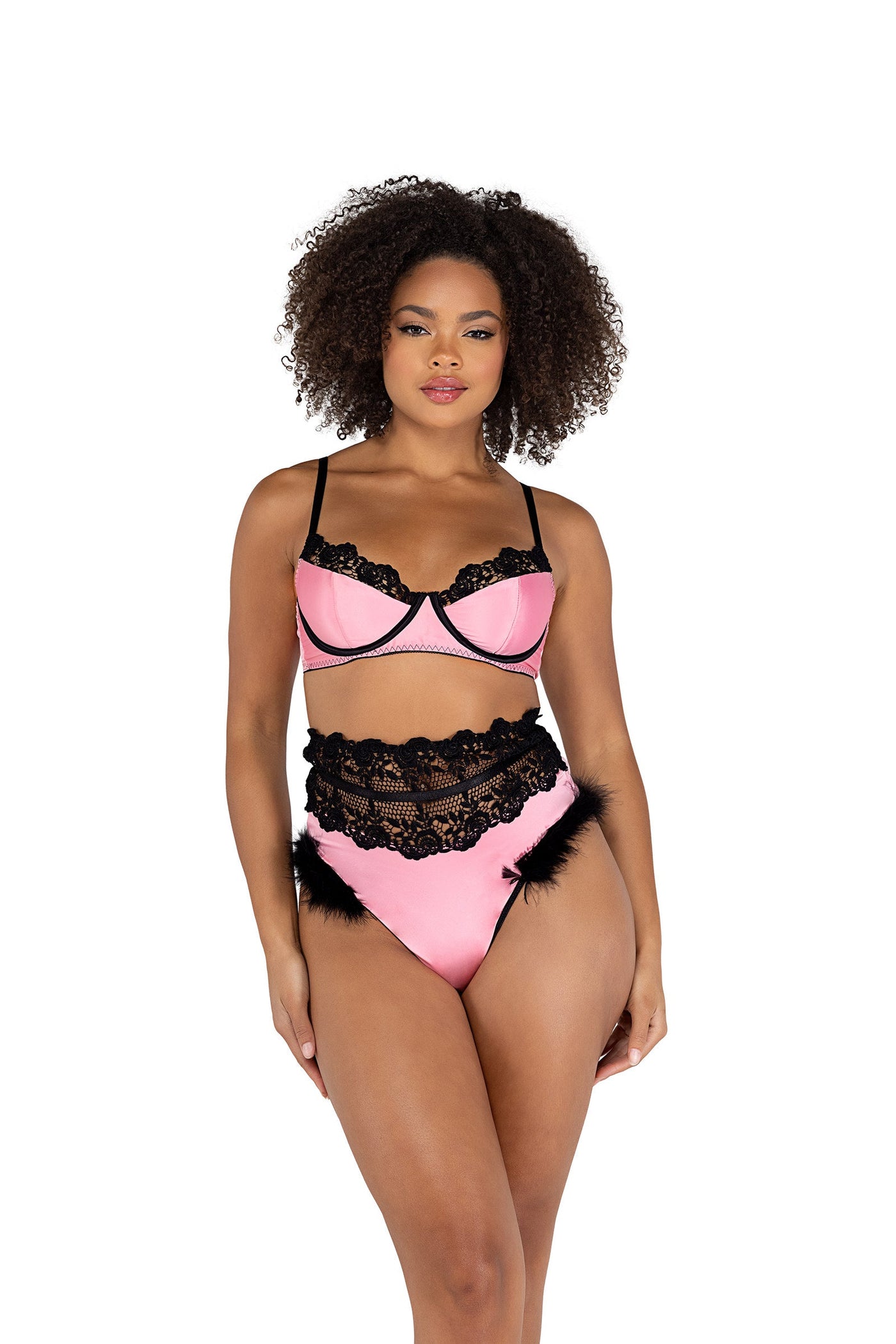 2pc Embroidery & Satin Bralette Set