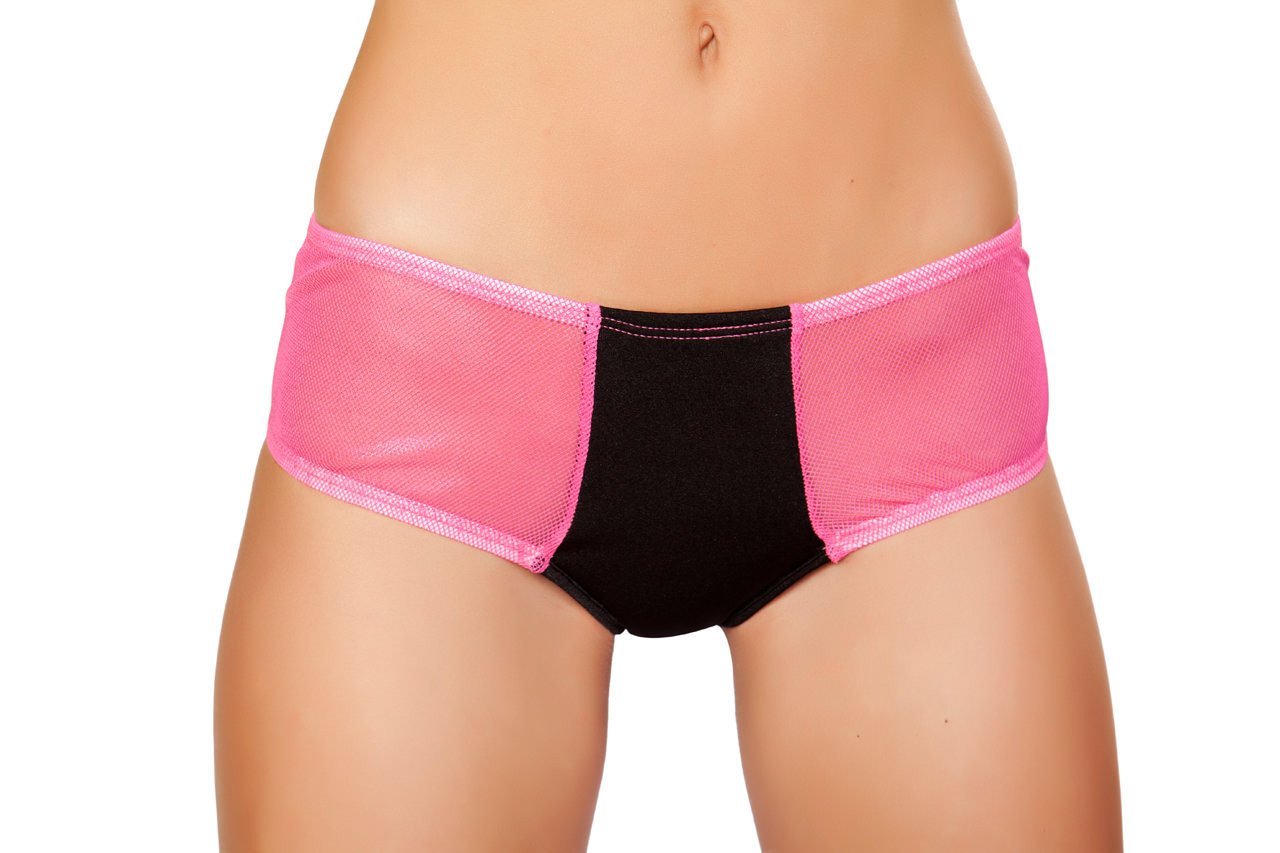 Buy Two Tone Shorts with Sheer Sides - Black/Pink from RomaRetailShop for 20.00 with Same Day Shipping Designed by Roma Costume SH3268-Blk/HP-S/M
