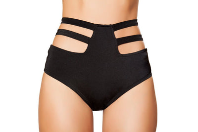 Buy Solid High Waisted Strapped Shorts from RomaRetailShop for 16.50 with Same Day Shipping Designed by Roma Costume SH3321-Blk-S/M