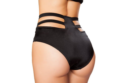 Buy Solid High Waisted Strapped Shorts from RomaRetailShop for 16.50 with Same Day Shipping Designed by Roma Costume SH3321-Blk-S/M