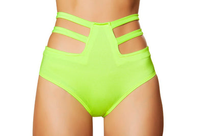 Buy Solid High Waisted Strapped Shorts from RomaRetailShop for 16.50 with Same Day Shipping Designed by Roma Costume SH3321-Lime-S/M