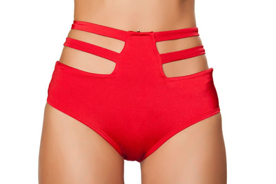 Buy Solid High Waisted Strapped Shorts from RomaRetailShop for 16.50 with Same Day Shipping Designed by Roma Costume SH3321-Red-S/M