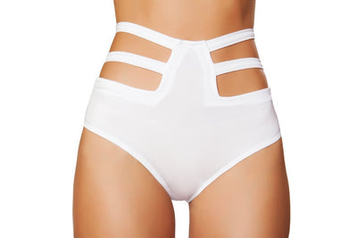 Buy Solid High Waisted Strapped Shorts from RomaRetailShop for 16.50 with Same Day Shipping Designed by Roma Costume SH3321-Wht-S/M