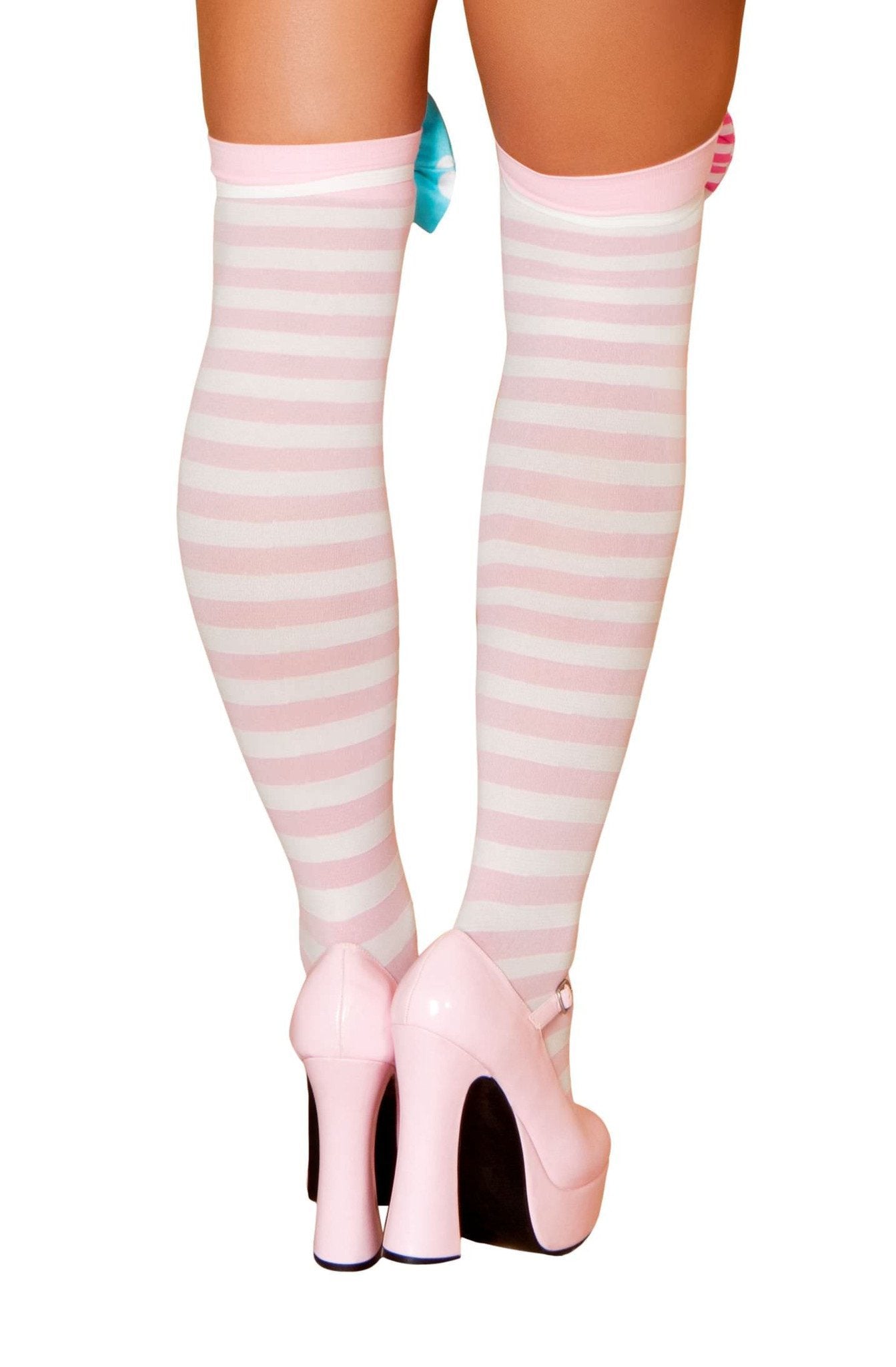 Buy Pair of Pink and White Striped Stockings from RomaRetailShop for  with Same Day Shipping Designed by Roma Costume