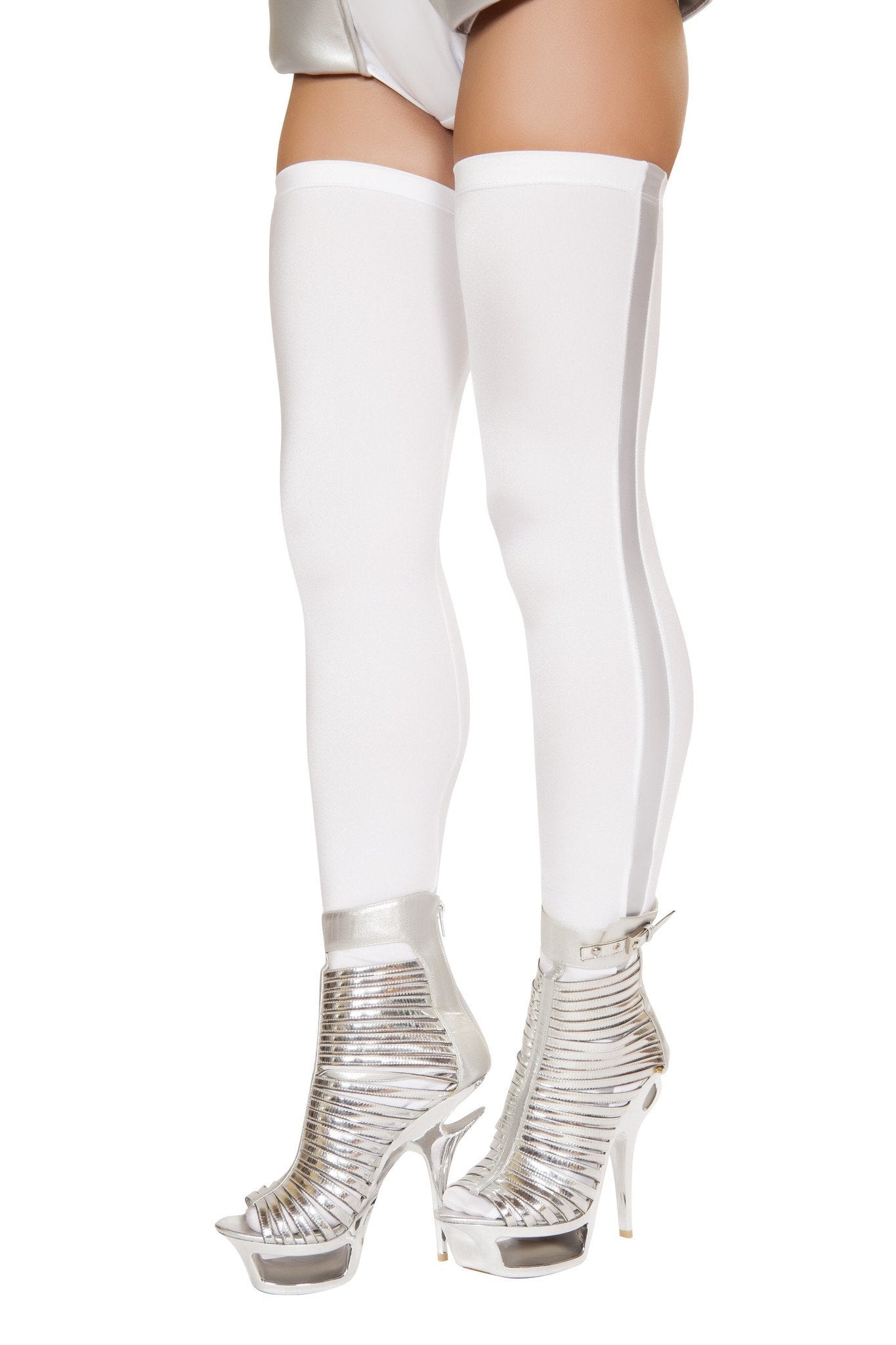 Buy Pair of White Leggings with Silver Metallic Top from RomaRetailShop for 9.99 with Same Day Shipping Designed by Roma Costume ST4736-AS-O/S