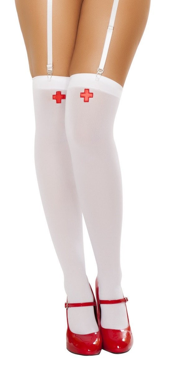 Buy Pair of White Nurse Stockings with Red Cross from RomaRetailShop for  with Same Day Shipping Designed by Roma Costume