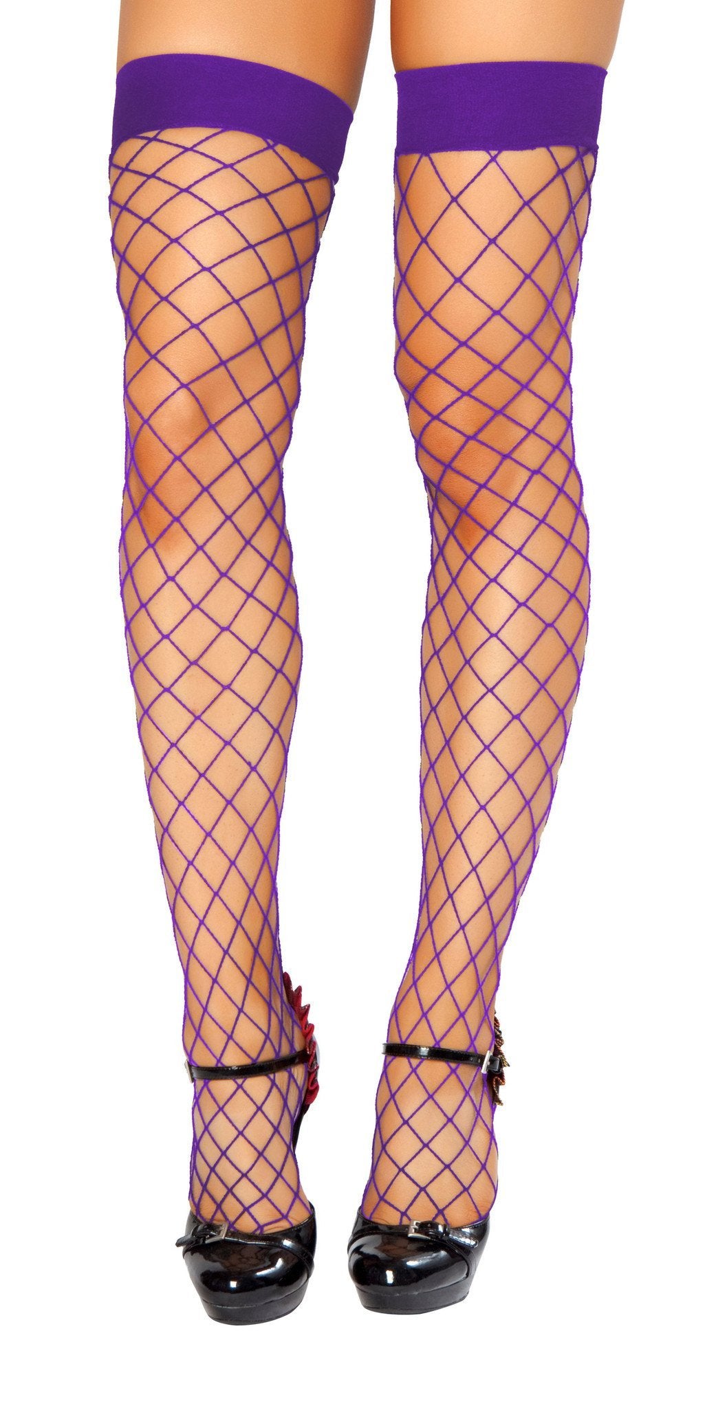Buy Thigh High Fishnet Stockings from RomaRetailShop for 3.99 with Same Day Shipping Designed by Roma Costume STC207-PP-O/S